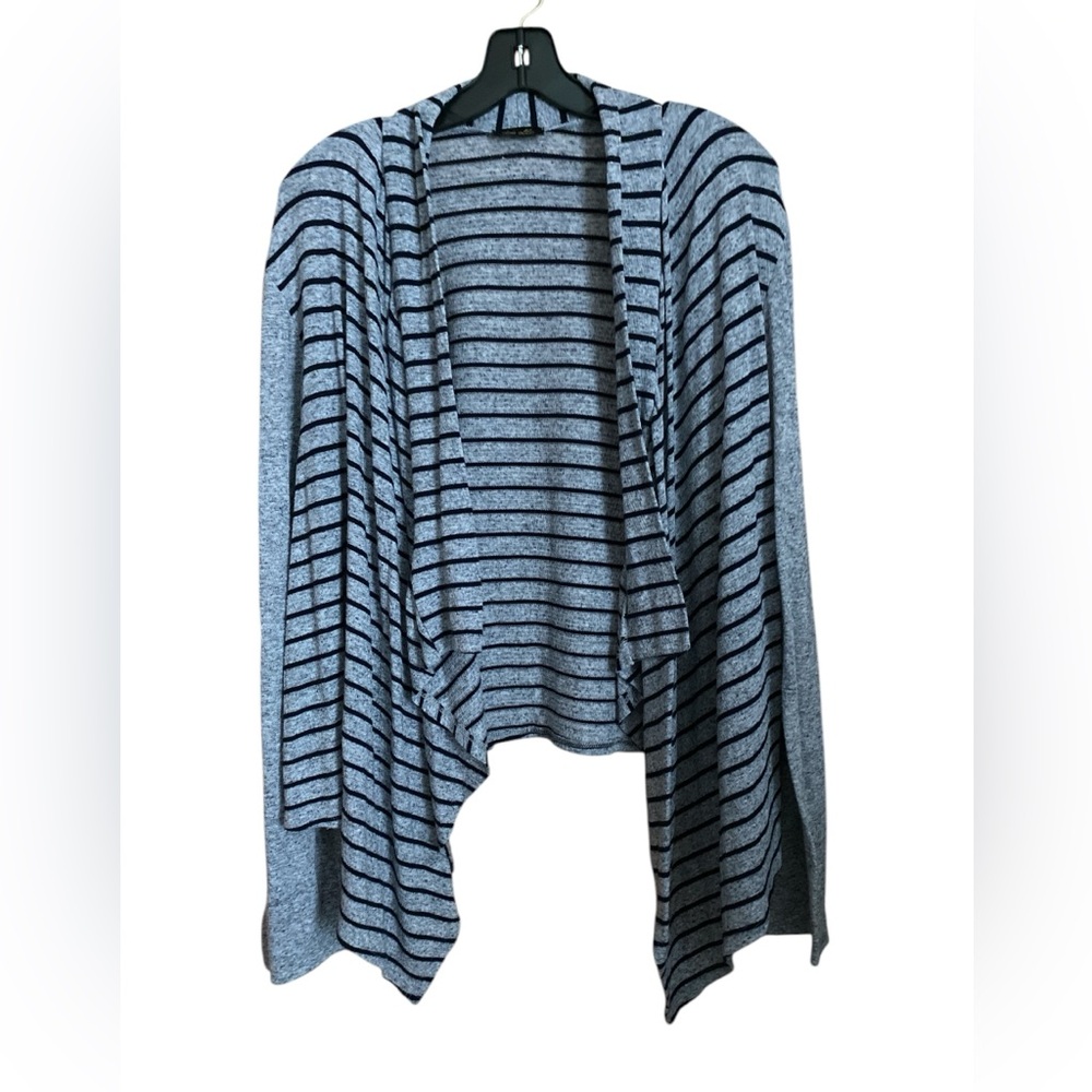 Dee Elle Black and Gray Open-Front Cardigan XL